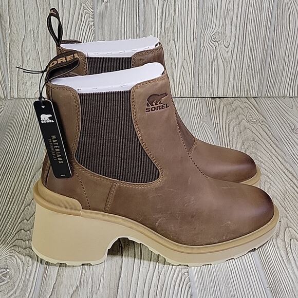 Sorel Hi-Line Heel Chelsea Boots Umber Ceramic Womens Size 9 NEW - Picture 3 of 13
